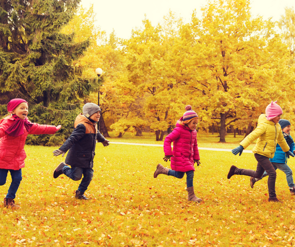 Kids Running During Fall