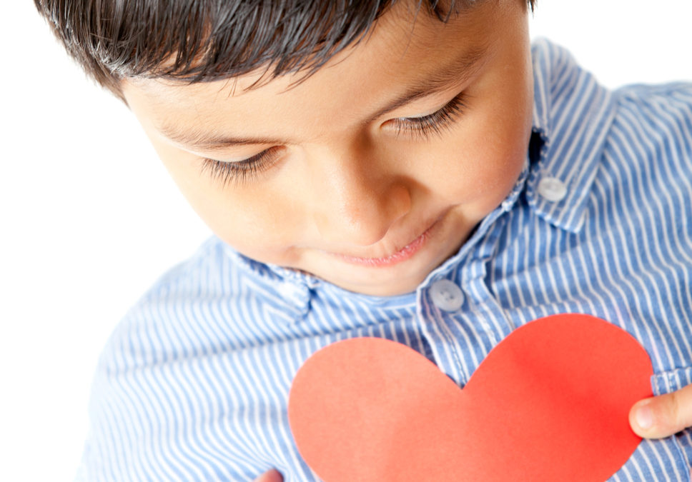 Boy Holding A Red Heart For Valentines Day Isolated 968X675